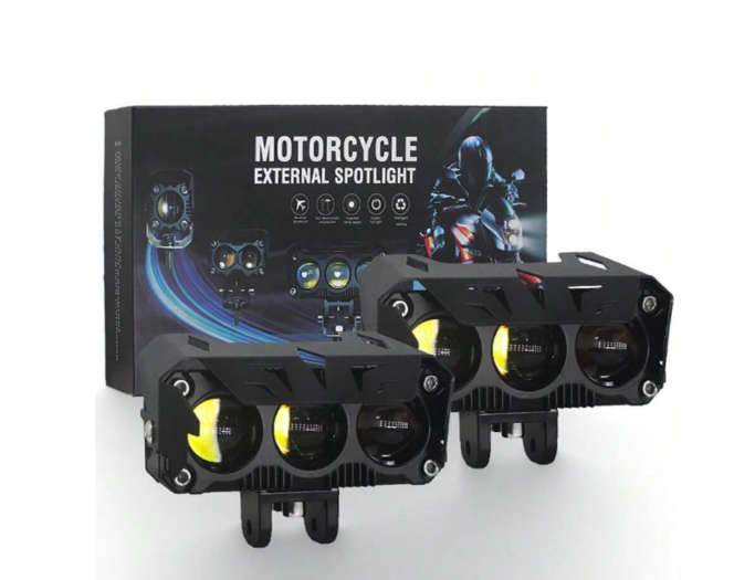 Motorcycle LED Spotlight Three Lenses Set