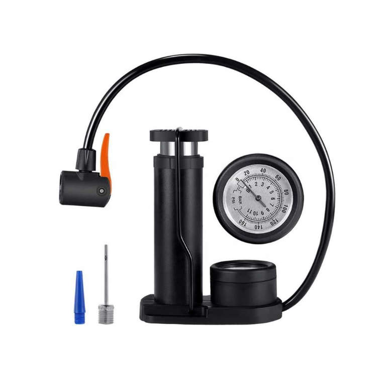 Preset Pressure Mini Foot Pump Tire Inflator with Pressure Gauge