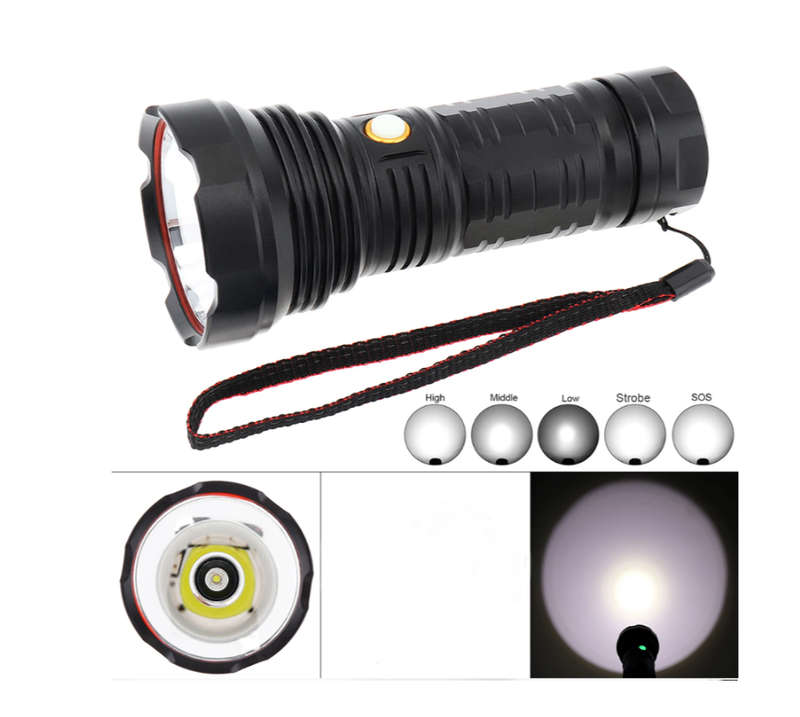 Waterproof 3000LM Bright LED Tactical Flashlight- T40 USB