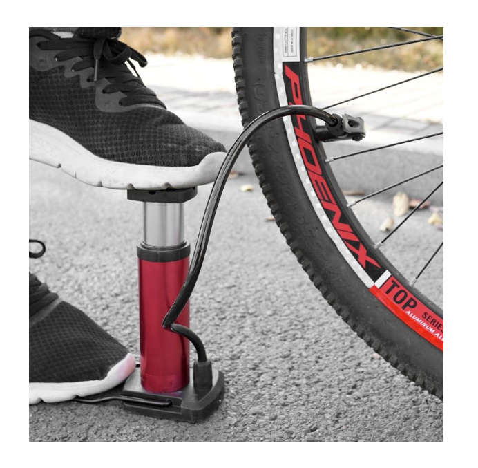 Preset Pressure Mini Foot Pump Tire Inflator with Pressure Gauge