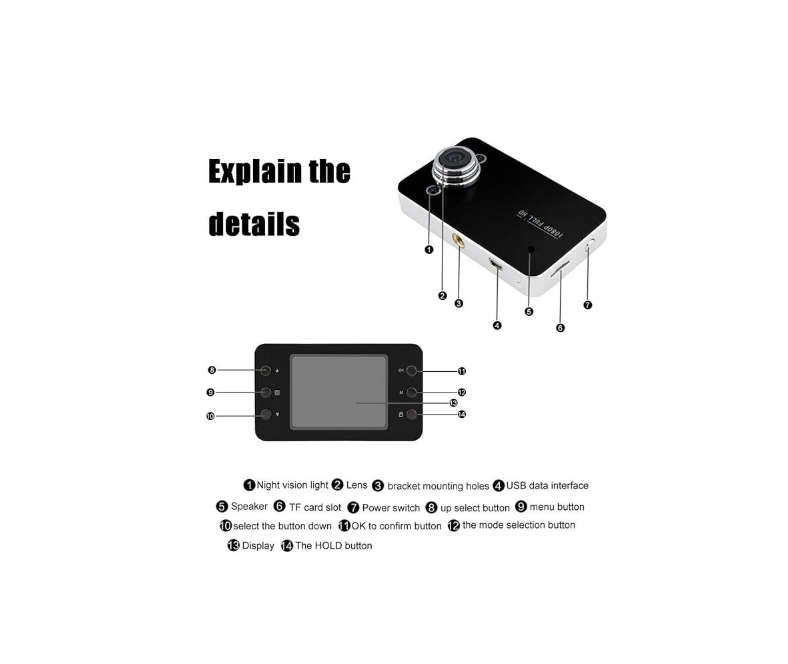 2.4 Inch Full HD Car Dvr Vehicle Camera Video Recorder with 360 Degree