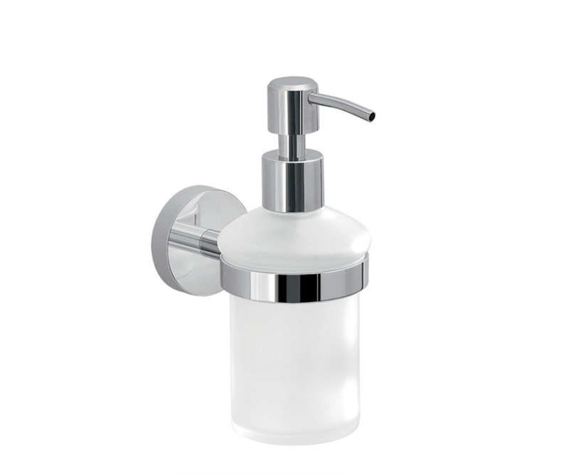 Frosted Glass Wall Mount Soap Dispenser - Silver