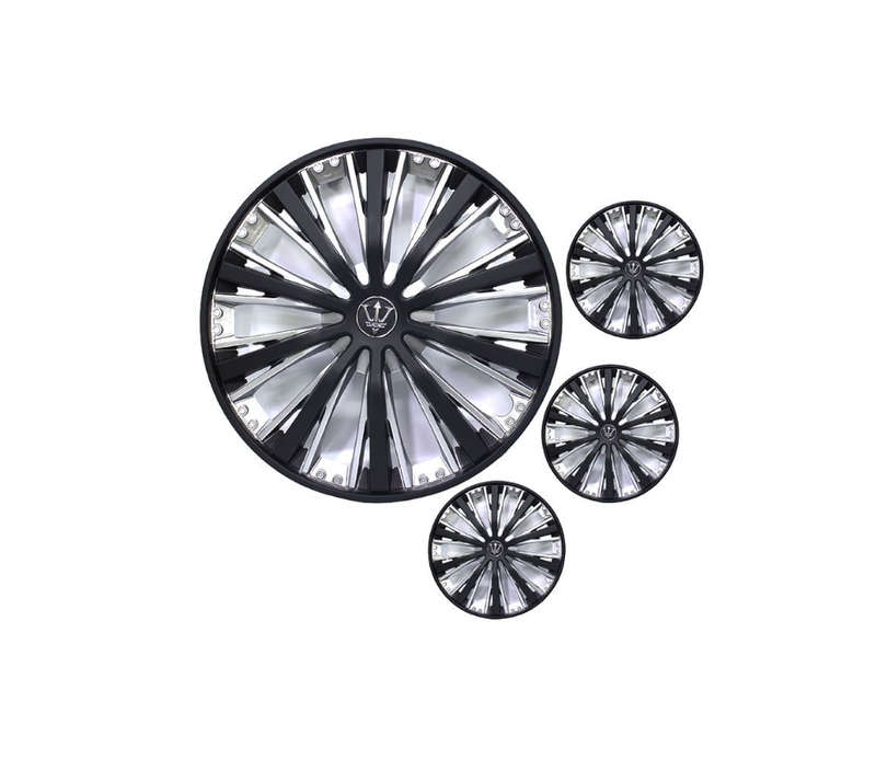 Wheel Cap With Black & Silver Fan Design Set