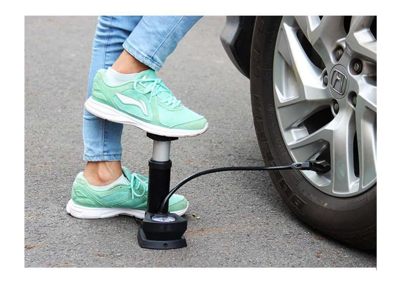 Mini Foot Pump Tire Inflator With Pressure Gauge