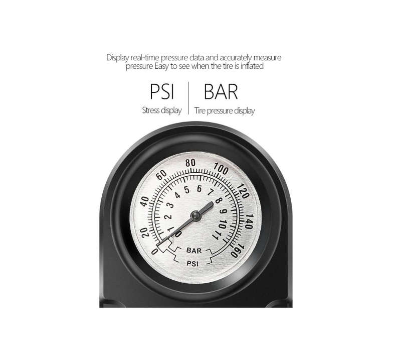 Preset Pressure Mini Foot Pump Tire Inflator with Pressure Gauge