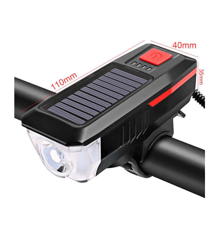 Solar / USB Rechargeable Flashlight Bike With Horn