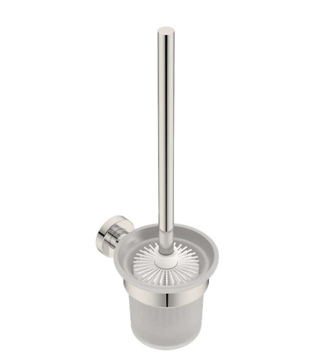 Wall Mounted Matte Chrome Toilet Brush & Holder
