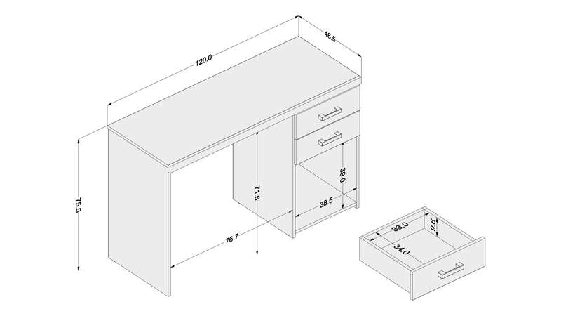 Malta White Office Table
