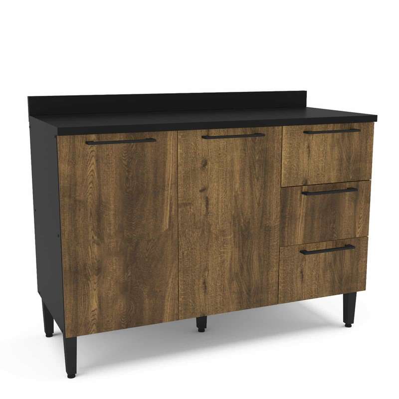 Canelone 3 drawers 2 doors 120cm kitchen floor cupboard