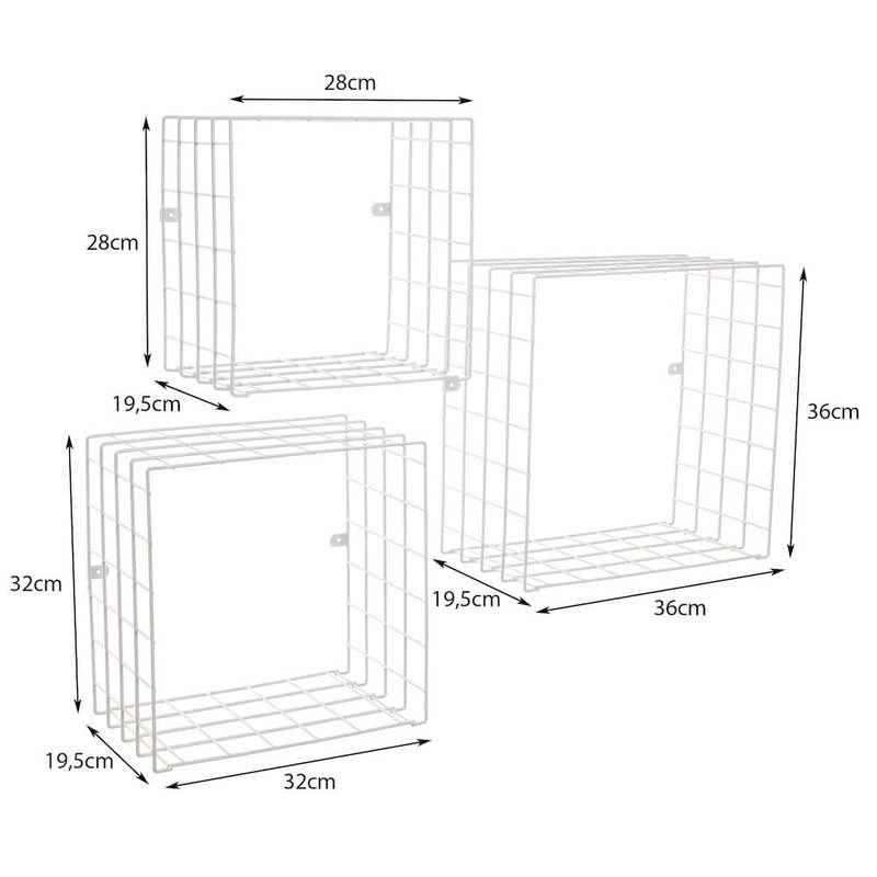 Set of 3 steel cubes White