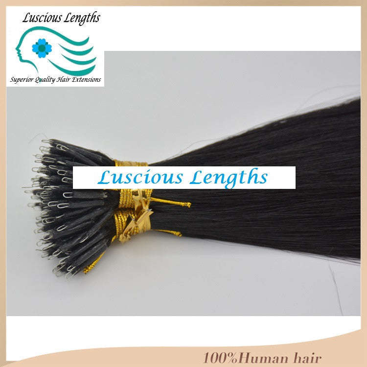 Hair extensions - Nano ring, 6A grade 100% Human Remy straight hair dark colours - 18' / Straight