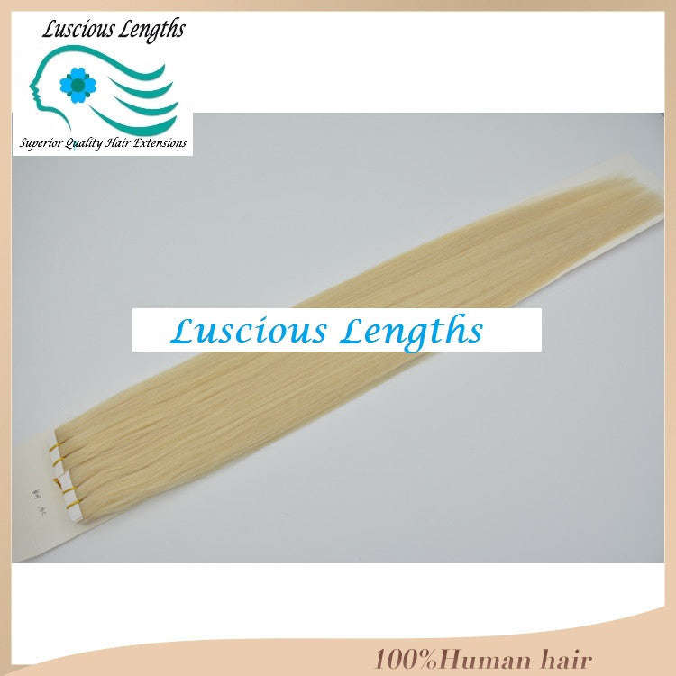 Hair extensions - Tape, 6A grade 100% Human Remy straight hair light colours - 20' / Straight