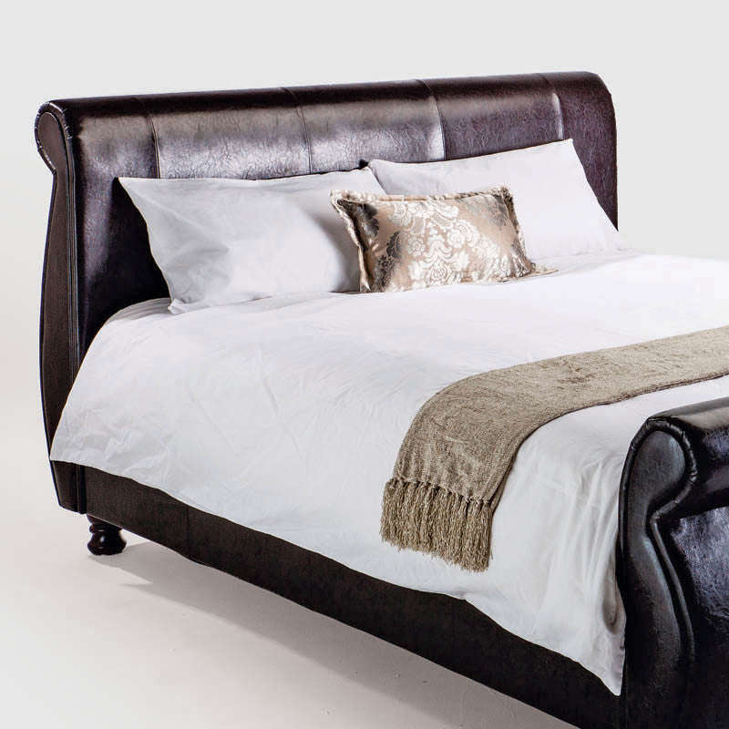 Isabella Faux Leather Sleigh Bed - Queen