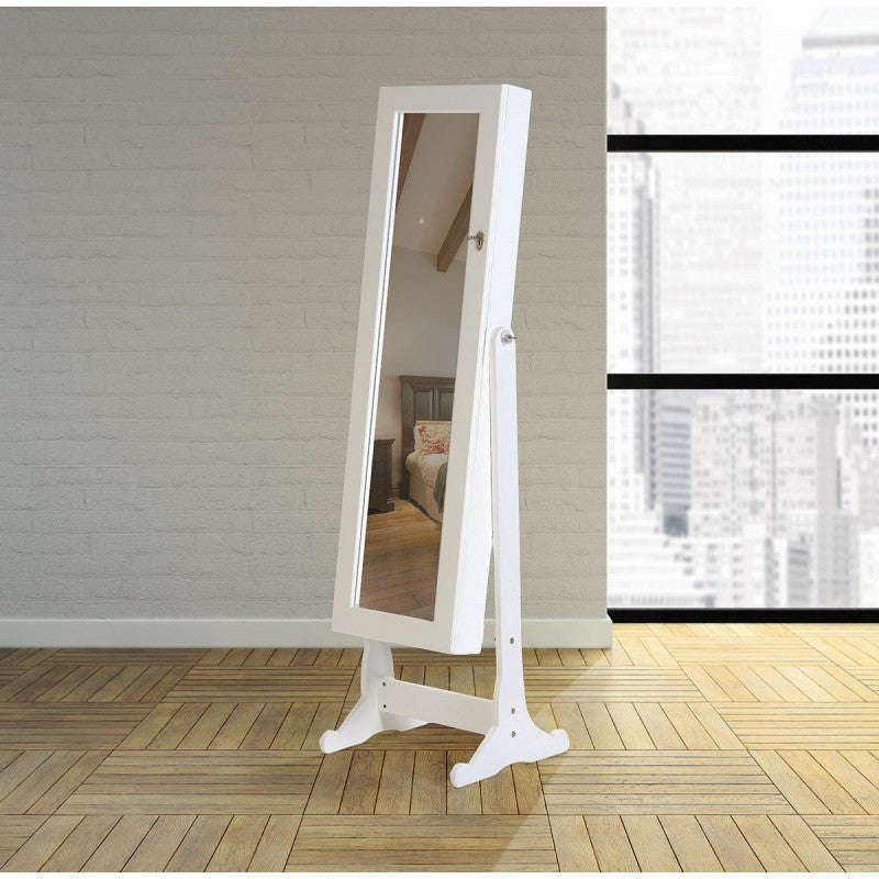 Mirrored Jewellery Cabinet Large - White