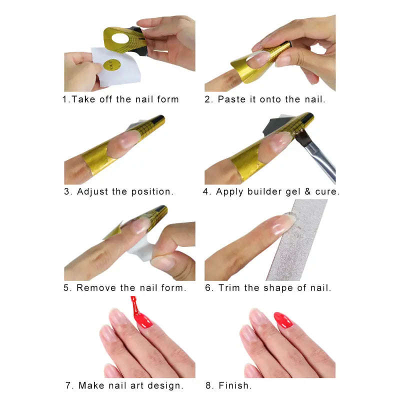 Nail Form Rectangular Horseshoe Shaped DOUBLE THICK - Acrylic Gel Manicure Extension Tool With Na...
