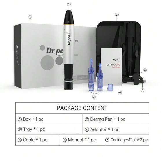 Dr Pen Ultima A1 with 2 x Needle Cartridges - 12PIN (Corded)