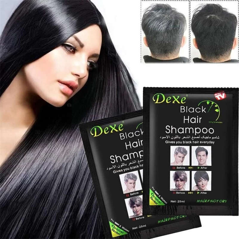 Dexe Black Hair Shampoo Dye (25ml x 10), Black