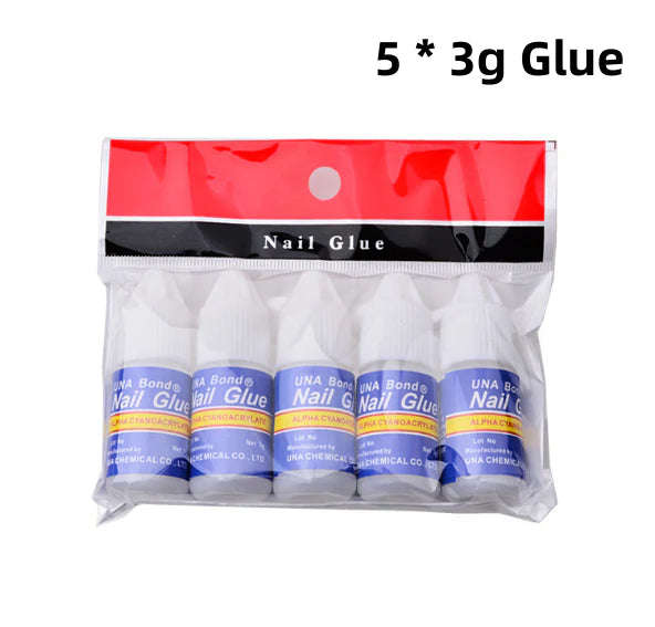 Premium Press On Nails (MEDUIM COFFIN) 24 Pieces with GLUE 5pcs Bottles