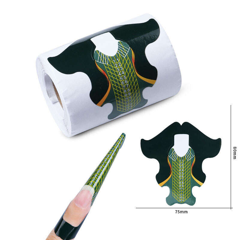 QZ32 500 slices/Roll Nail Form Extension Sticker Self-Adhesive Nail Tips Guide, Gel Nail Stickers...