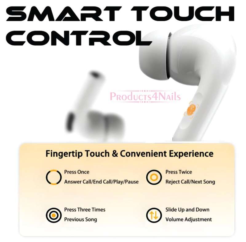 WIRELESS EARPHONES - ANC/ENC Double Dark Noise Reduction Touch Control Earphones -