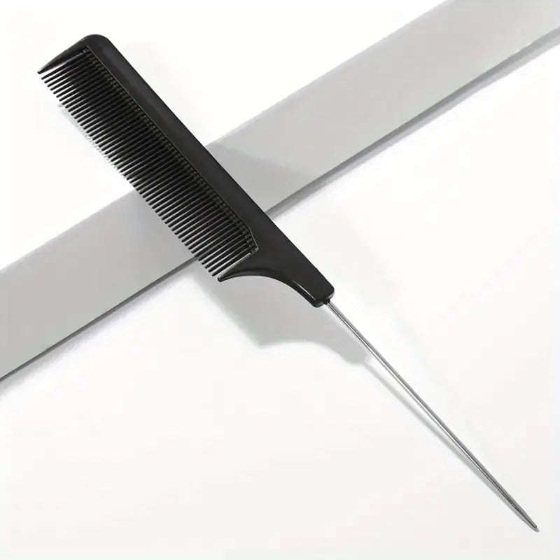 Hair Brush Barber Salon Fine Tooth Rat Tail Teasing Comb With Stainless Steel Pin Metal Hair Pick