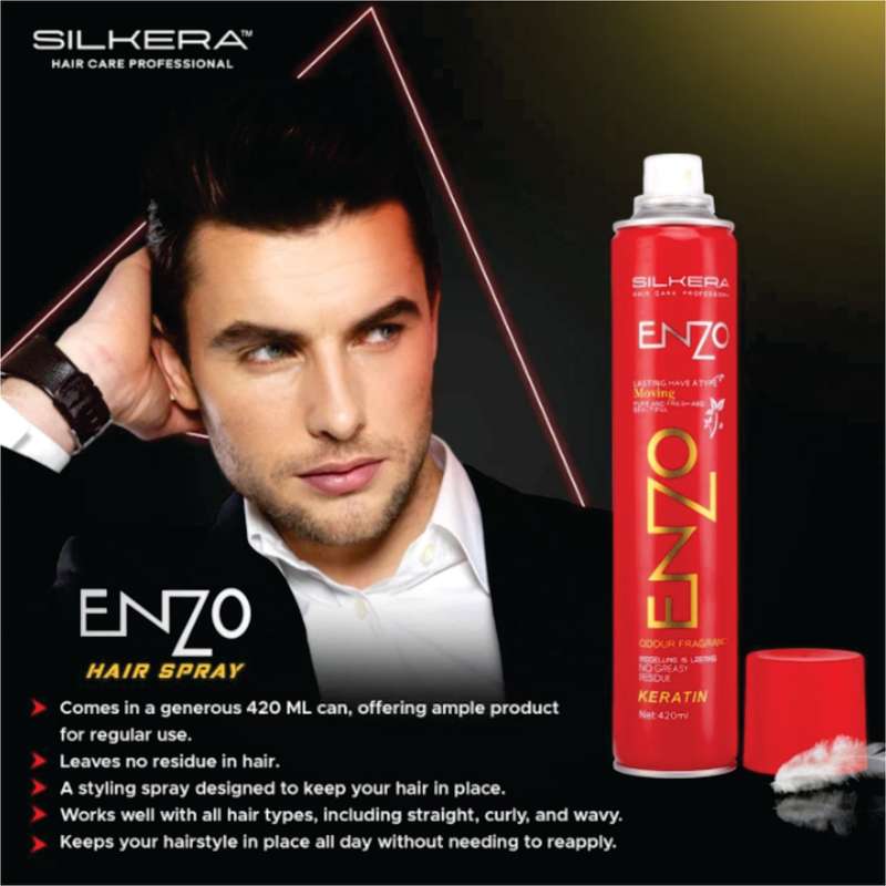 Enzo Hair Spray 420ml  Odour Fragrance, No Greasy, Pure & Fresh