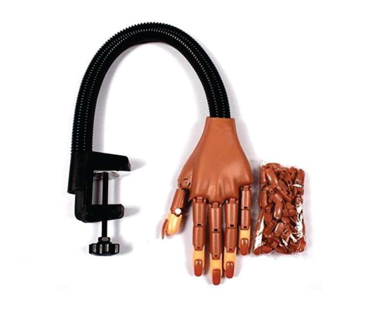 Flexible Movable Nail Training Practice Hand & 100 Nail Practice Tips