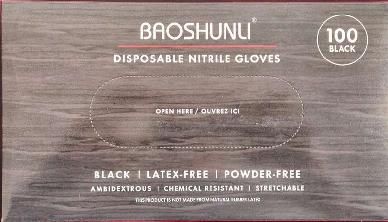 Baoshunli Disposable Nitrile Gloves, Latex-Free, Powder-Free - BLACK (QUALITY PRODUCT)
