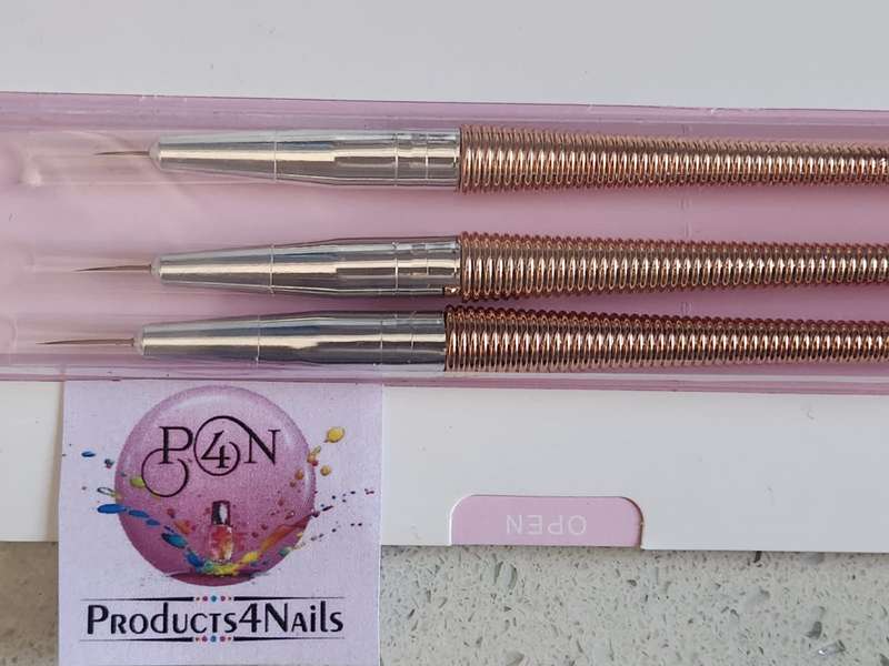 Miss Smoo 3pcs Striping Nail Art Liner Head Brush - ROSE GOLD