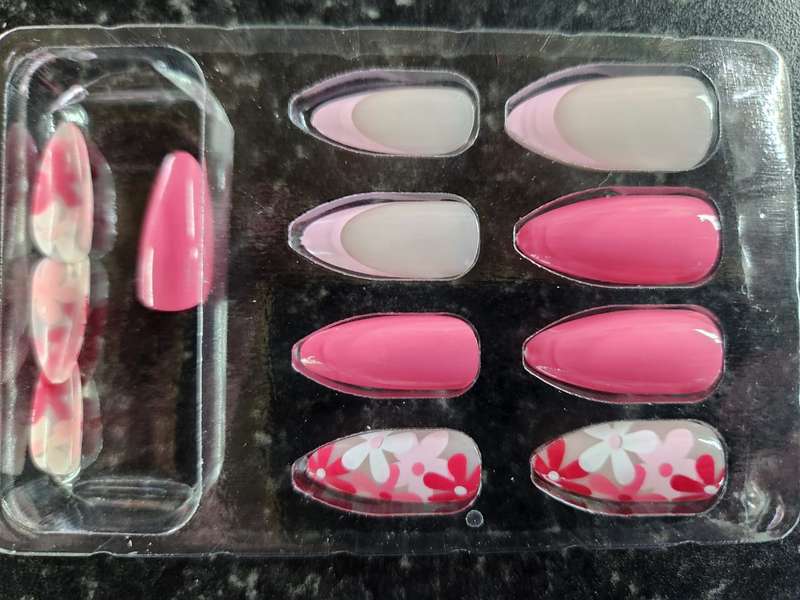 Press On Nails from Miss Smoo - Pink Daisy