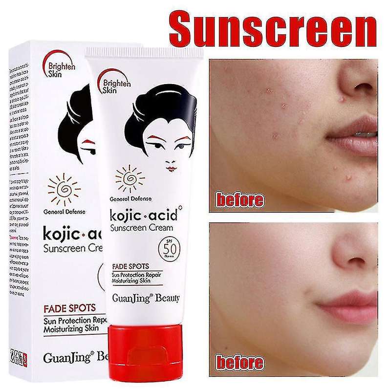 Kojic Acid Whitening UV Sunscreen Cream Sunblock Sun Protection Moisturizing Spf50 Pa+++ 80g