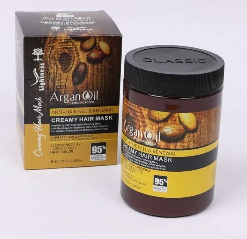 Hair Mask Lightness Argan Oil From Morocco Anti Hair Fall & Renewal Creamy -1000ml