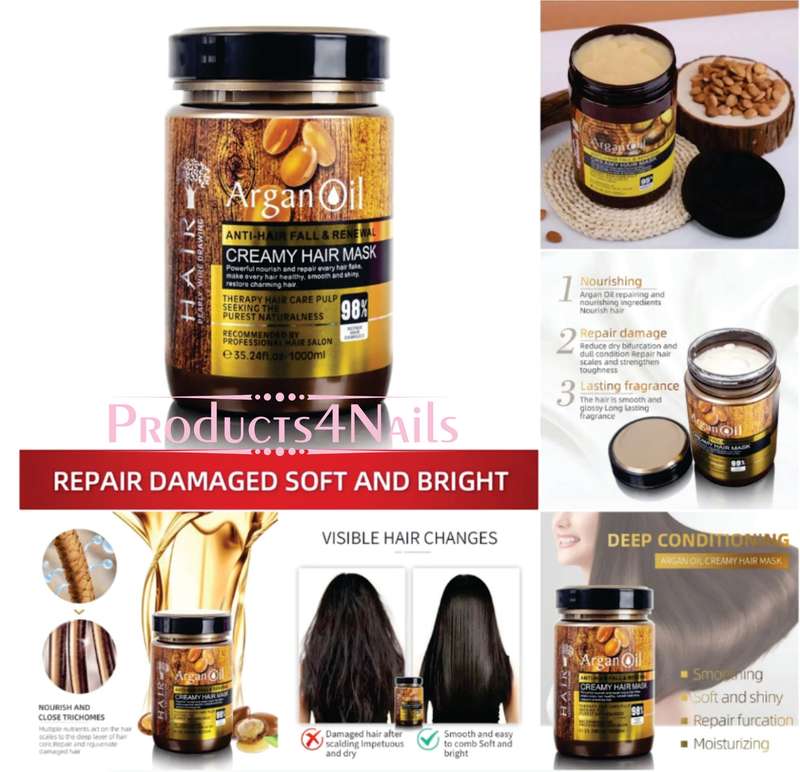 Hair Mask Lightness Argan Oil From Morocco Anti Hair Fall & Renewal Creamy -1000ml