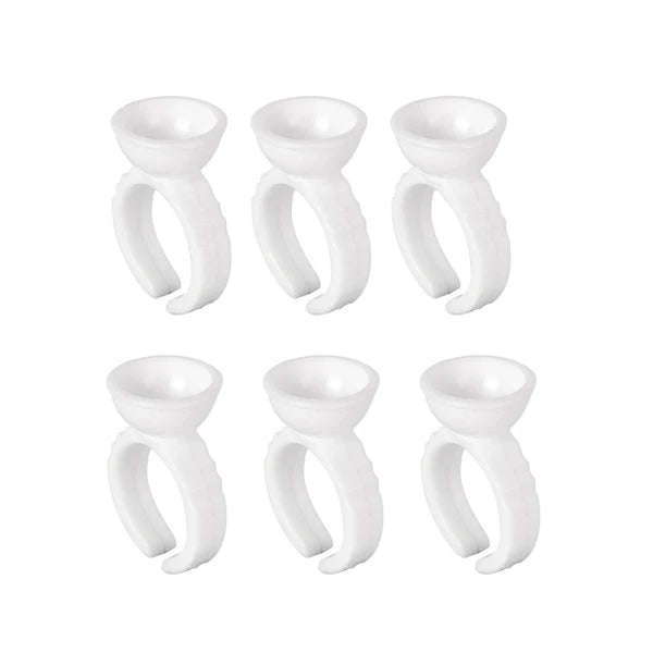 Eyelash Glue Ring Holder 50pcs - White