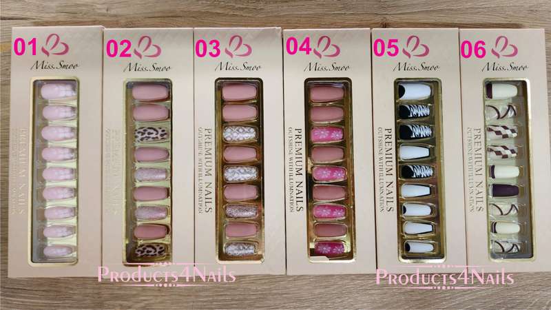 Premium Press On Nails (MEDUIM COFFIN) 24 Pieces with PRESS ON GLUE