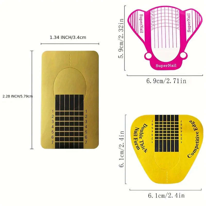 Nail Form Rectangular Horseshoe Shaped DOUBLE THICK - Acrylic Gel Manicure Extension Tool With Na...