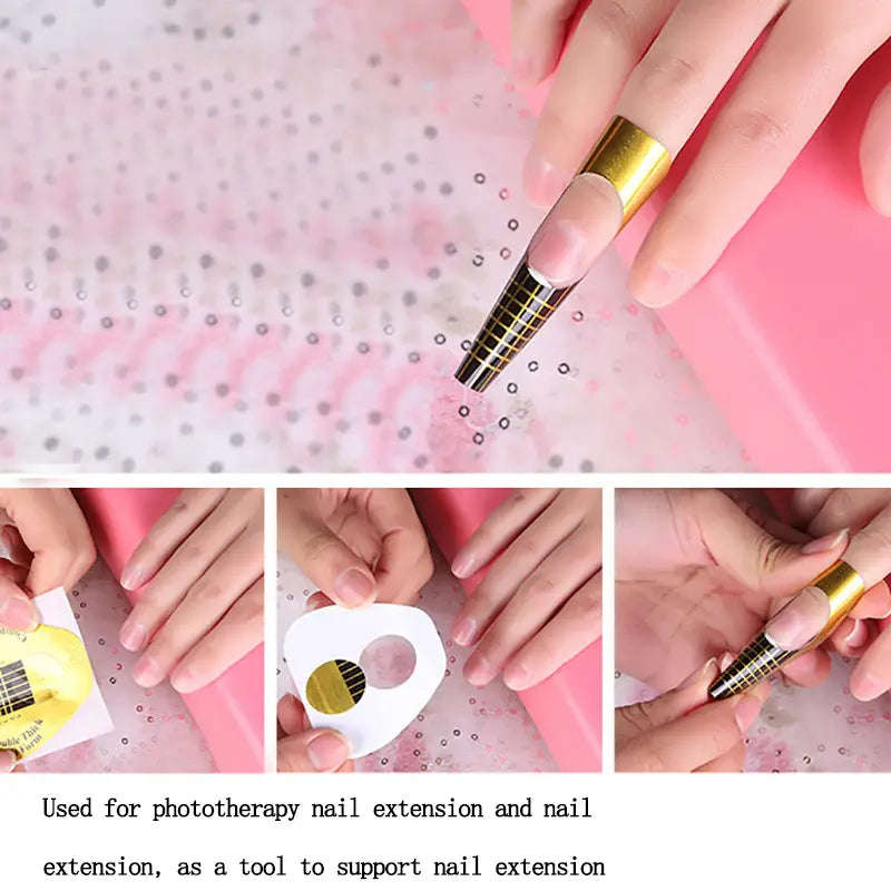 Nail Form Rectangular Horseshoe Shaped DOUBLE THICK - Acrylic Gel Manicure Extension Tool With Na...