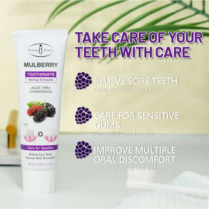 Aichun Beauty MULBERRY Toothpaste Herbal Extracts Aloe Vera Chamomile