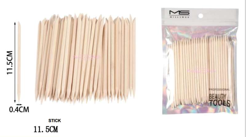 Wooden Sticks Cuticle Pushers - 100pcs 11,5cm / 0.4 cm - Miss Smoo Nail Orange Sticks