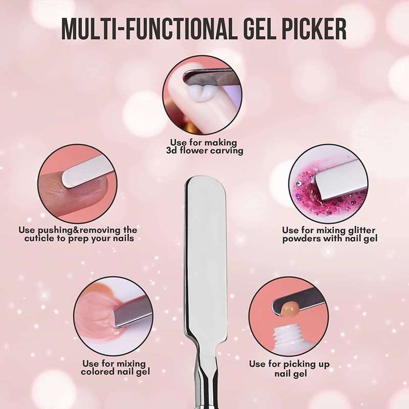 Gel Nail Brush with spatula, Dual-Ended Nail Art Brush, 2 IN 1 design Gel Brushes for Nails and S...