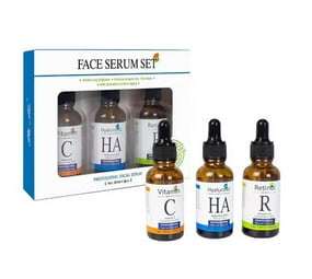 Vitamin C, Retinol and Hyaluronic Acid Face Serum Set - Complete Skincare Solution