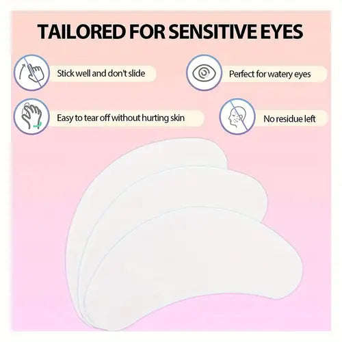 Eyelash Extension Under Eye Gel Pads Patches Vegan, No Skin Damage, No Skin Tearing - GOLD/WHITE