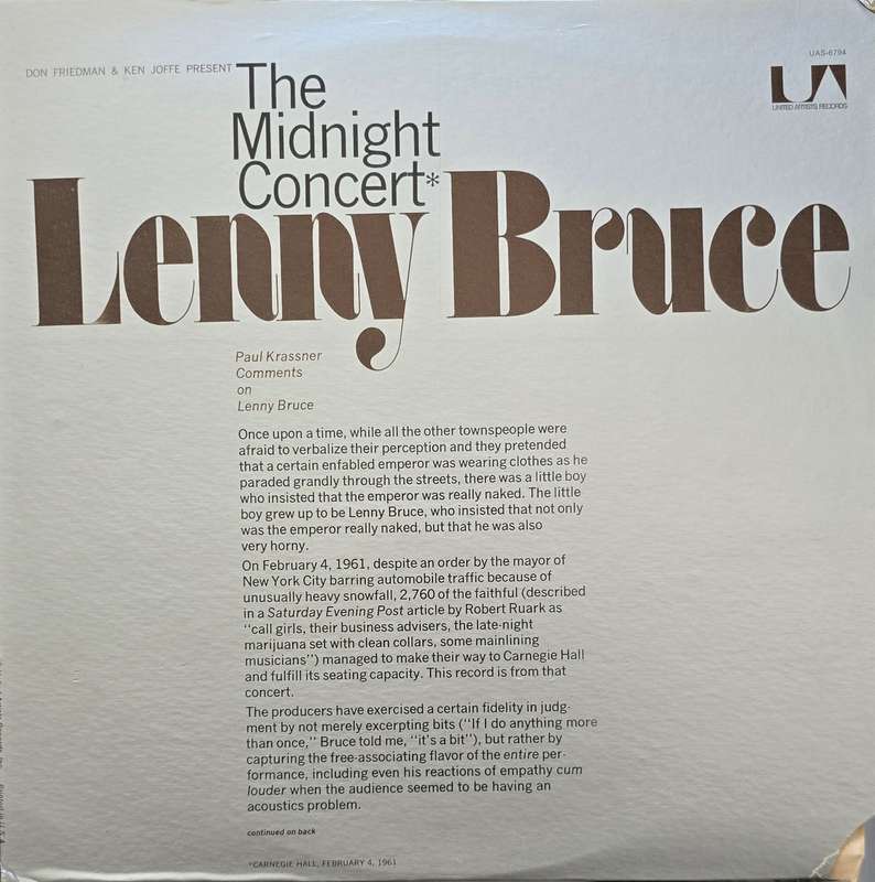 Lenny Bruce  The Midnight Concert