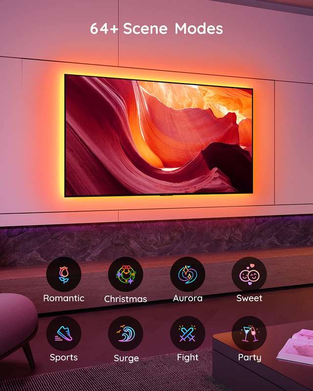 Govee Bluetooth RGB LED Backlight Strip for TVs (TV Sizes of 46-60 Inches)