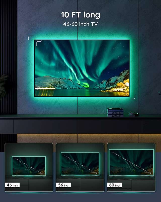 Govee Bluetooth RGB LED Backlight Strip for TVs (TV Sizes of 46-60 Inches)