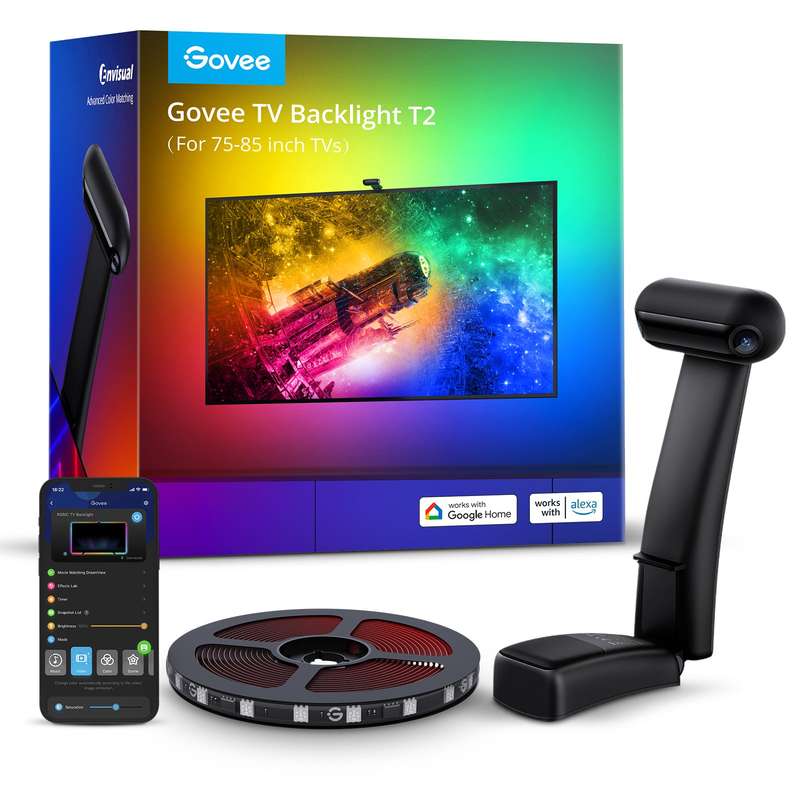 Govee DreamView T2 TV Backlight - Colour Sense Cam & LED Strip (55~65 / 75~85 inch)