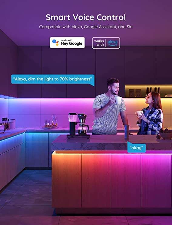 Govee RGBIC Basic Wi-Fi + Bluetooth LED Strip Lights - Smart Indoor Light - (5m / 10m)
