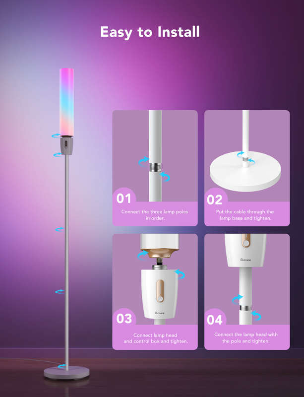 Govee RGBICWW Cylinder Floor Lamp - Smart Ambiance Room Decor Light