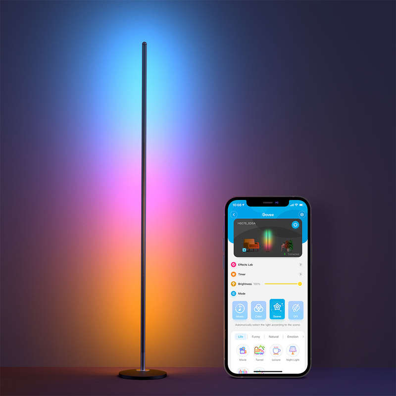 Govee RGBICW Smart Corner Floor Lamp (1.3m High) - Smart LED Light