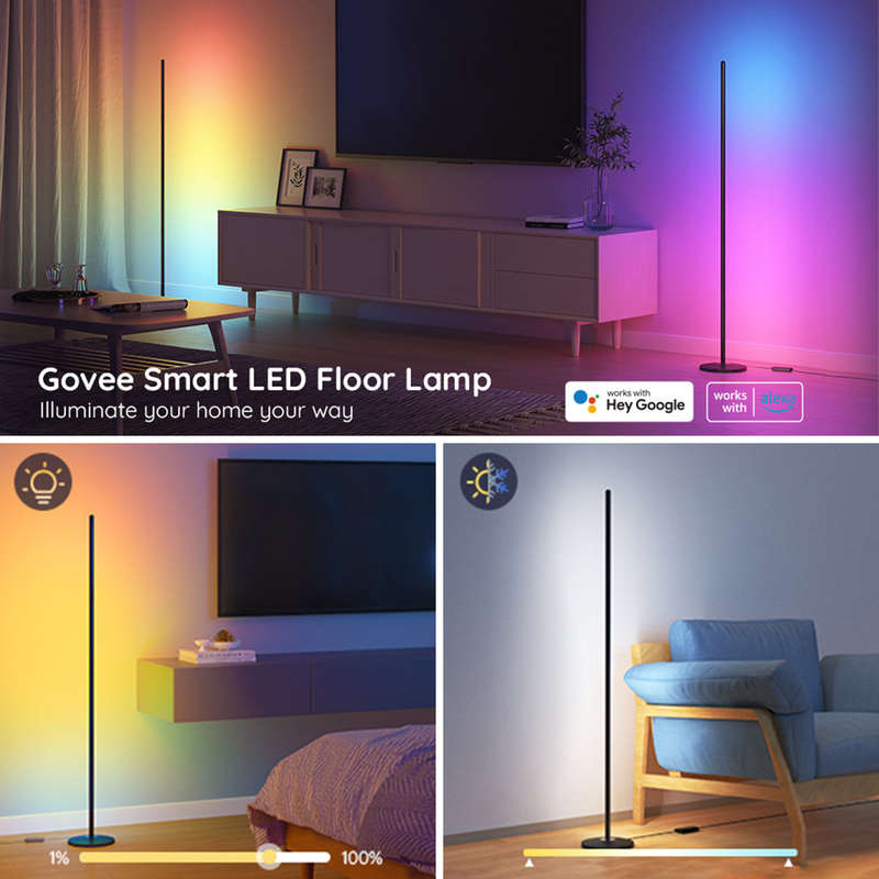Govee RGBICW Smart Corner Floor Lamp (1.3m High) - Smart LED Light